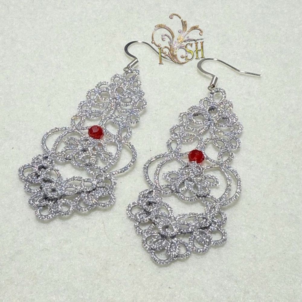Elegant Silver and Red Dangle Earrings